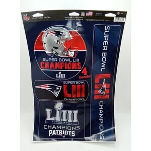 New England Patriots Super Bowl LIII Champs 4-Pack Multi-Use Reusable Decals